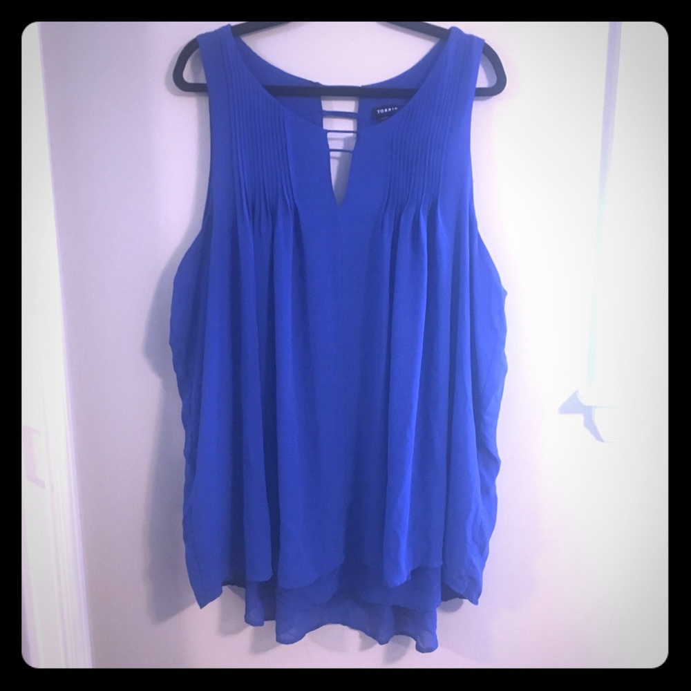 Torrid Blue Chiffon Sleeveless Top